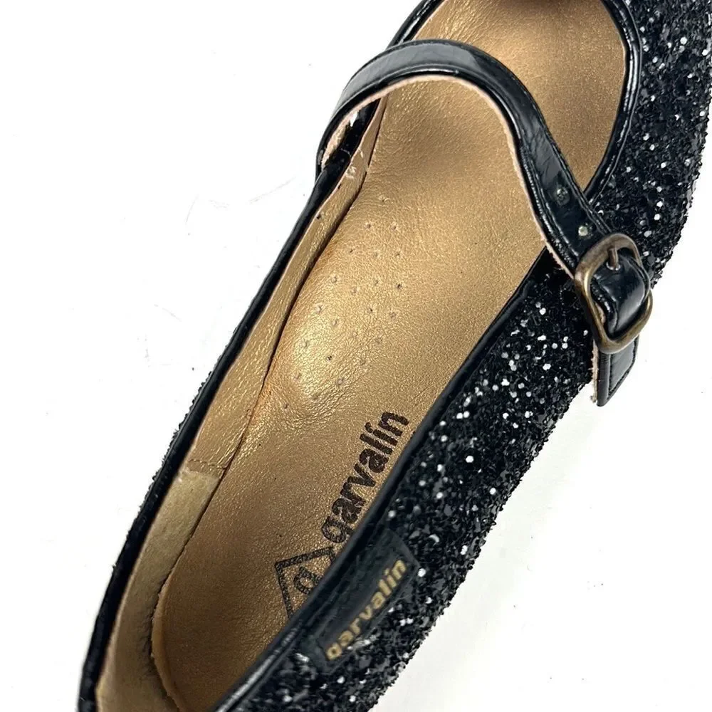 New GARVALIN Spain Girls Sparkly Formal Flat Black Mary Jane Shoes EUR 30 US 13